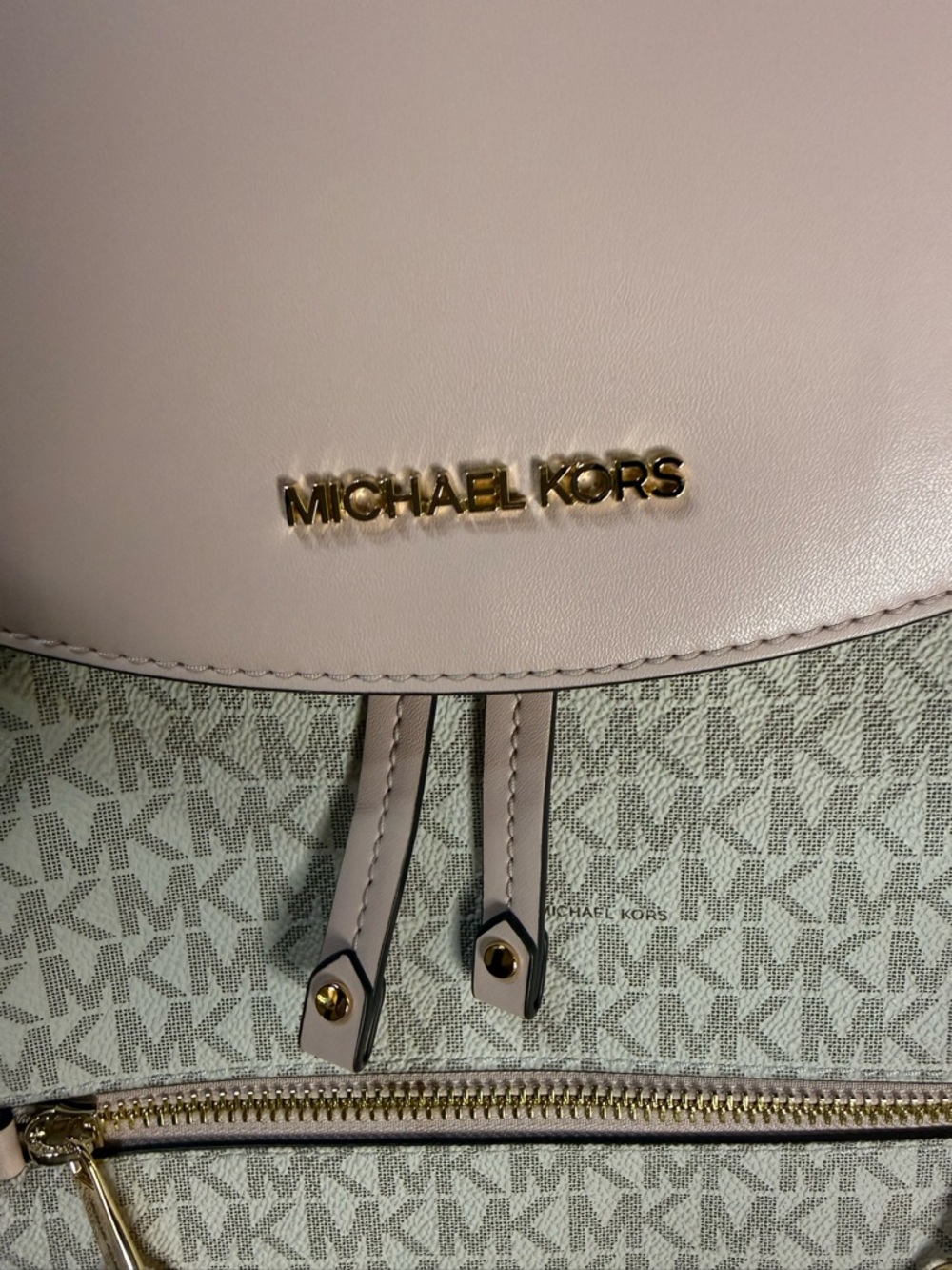 Michael Kors Blush Pink Logo Backpack with Gold Chain Large - Picture 6 of 14